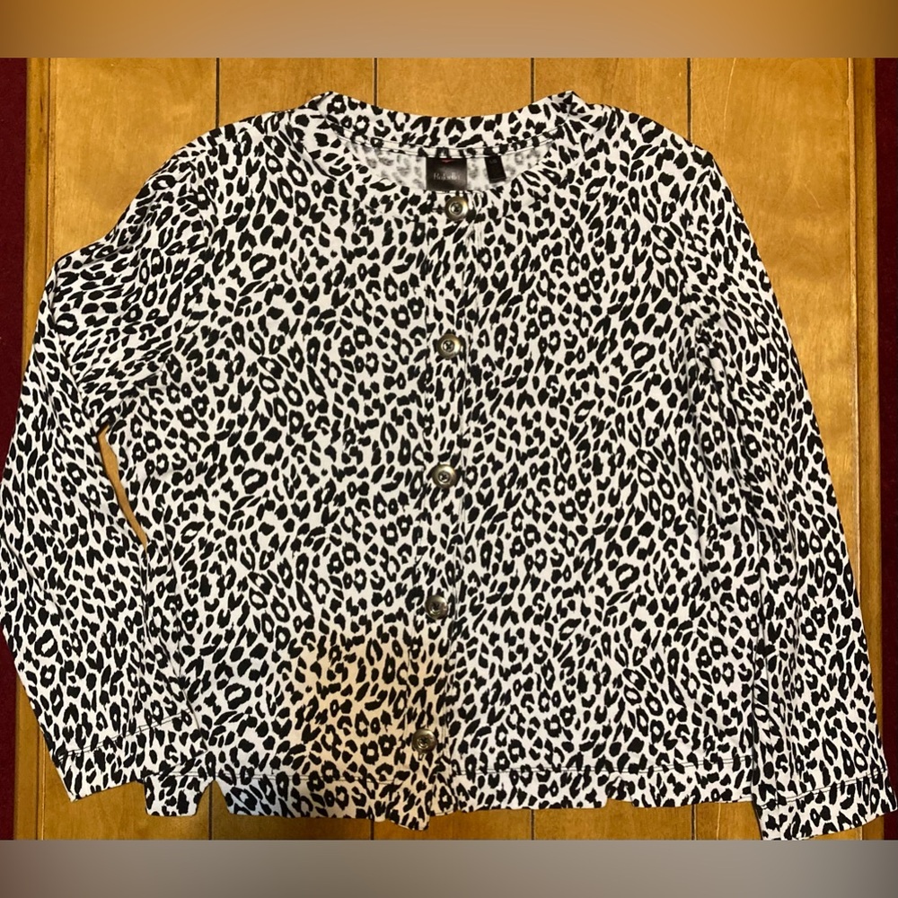 Ladies Size Large Rafaella Leopard Button Down Sweater - Picture 13 of 14